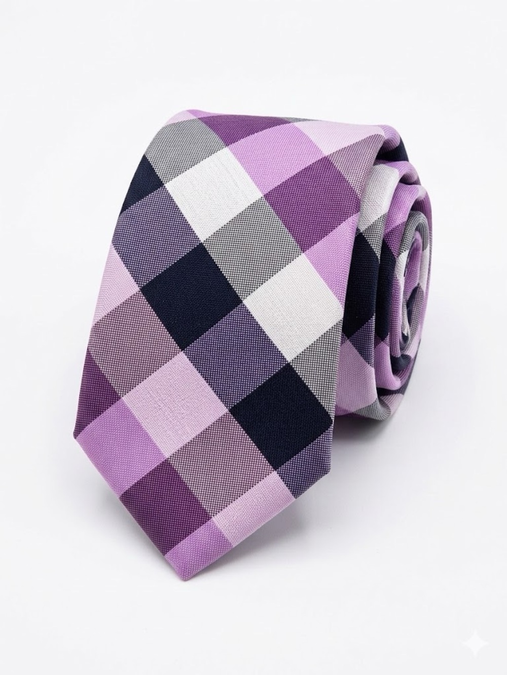 IZOD Men's Pink Navy Gingham Plaid Check Silk Feel Neck Tie